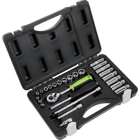 Sealey Metric Socket Set 26pc 1/4""D Chrome Deep And Standard Length S01234 (1/5)