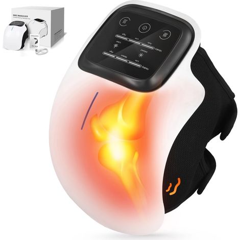 Masseur de Genou Sans Fil, 3000mAh Masseur Rechargeable avec Chauffage et Massage et Infrarouge pour Genoux, écran Tactile LED, pour Homme Femme l'Arthrite, Gonflement, Blessure Musculaire