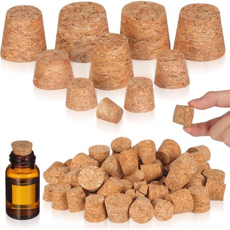 Lot de 100 bouchons liège bois, coniques, fermeture étanche (1/5)