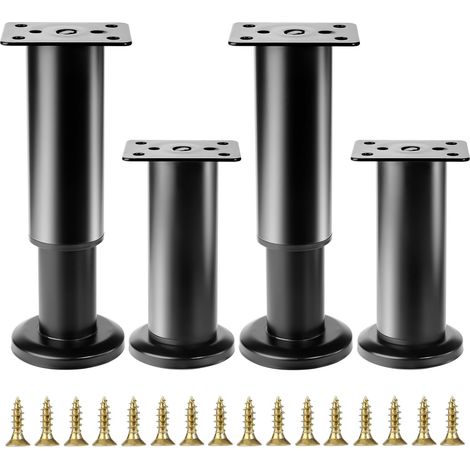 4 Pcs Pied de Meuble Reglable 12-18 cm, Pied Meuble Reglable, Pieds de Table de Nivellement pour Meubles, Pieds de Meubles Réglables en Hauteur Noirs pour Chaises Lit Canapé Placard Armoires (1/5)