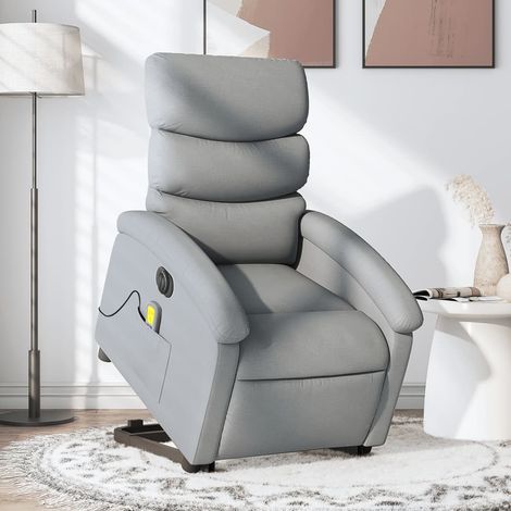 Fauteuil inclinable de massage électrique-Chaise de relaxation-Fauteuil Relax Gris clair Tissu 761416 (1/5)