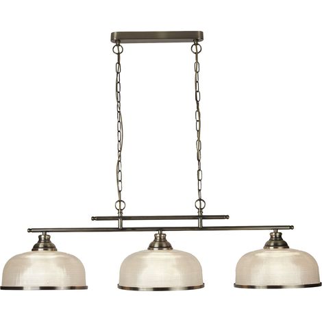 Lampadario Rustico Bistrot Ii Acciaio Ottone Vetro Trasparente 3 Luci E27 (1/5)