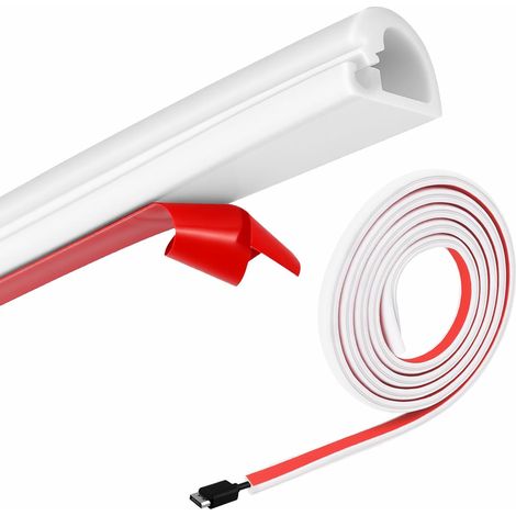 Gaine de câble autocollante de 100 cm pour kit de câbles électriques, housses flexibles pour câbles, goulotte de câble TV pour mur, cache fil à ouverture latérale pour la maison et le bureau pour 1 (1/5)