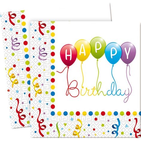 Tovaglioli "Buon Compleanno" 33x33 cm, 20 pezzi