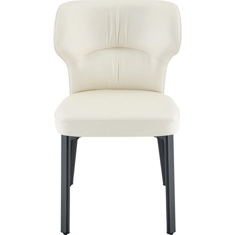 Set de 2 sillas de comedor HOMVRA de polipiel PU beige con estructura metálica negra (1/5)