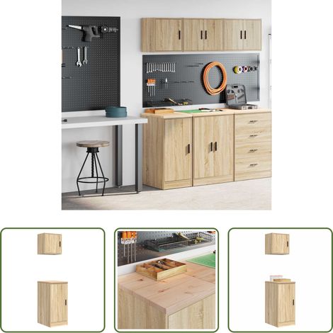 Rangement de garage - Armoires de garage 2 pcs chêne sonoma bois d'ingénierie (1/5)