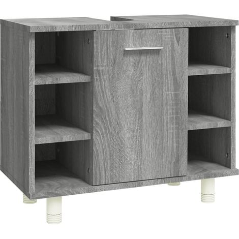 Meuble de Rangement Toilette,Armoire de bain Sonoma gris 60x32x53,5 cm Bois d'ingénierie -39584 (1/5)