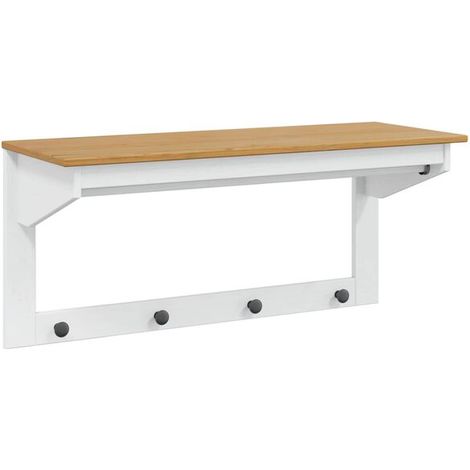 Porte-manteau HILL, blanc et brun miel, 90 x 35 x 41,5 cm (1/5)
