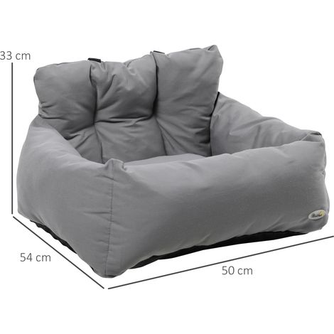 Siège auto amovible et lavable pour petits chiens avec sangles de sécurité. gris foncé (1/5)