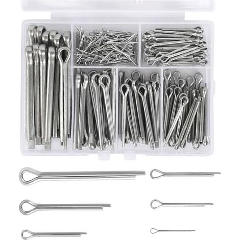 230 pièces Goupille fendue, 6 tailles, Goupille de retenue assortiment Goupilles fendues assortiment Kit, Goupilles fendues en fer zingué, convenant aux voitures, camions et tondeuses à gazon (1/5)