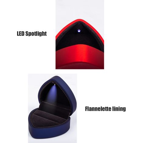 Herzförmige Ringbox mit LED-Beleuchtung, Aufbewahrungsbox für Schmuck, Ringbeutel, Geburtstagsgeschenk (1/5)
