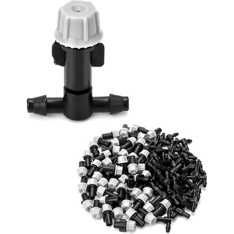 50PCS Système Irrigation Jardin Kit d'Irrigation Goutte à Goutte Automatique Micro +Tee Joint de Tuyau, Buse Brumisateur D'eau Terrasse Jardin Planté Extérieur Mini d'Arrosage Dripper Alésoir Gicleur (1/5)