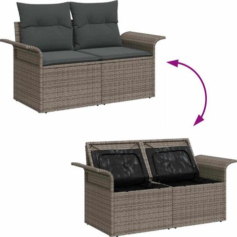 Maison Exclusive - Set Divano da Giardino 6 pcs Grigio Poly Rattan (1/5)