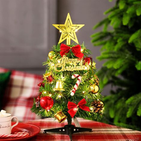 Mini sapin de Noël artificiel avec LED de 30 cm, pour table, sapin de Noël miniature, petit sapin de Noël (30 cm) (1/5)