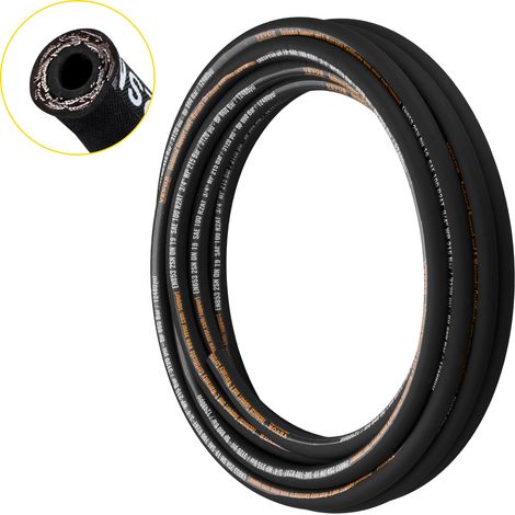 VEVOR Manguera Hidráulica de 15,2 m, Manguera Hidráulica en Espiral 3120 PSI, Manguera Hidráulica de Goma con 2 Trenzas de Alambre de Acero de Alta Resistencia, Manguera Hidráulica -20 ℃ a 140 ℃ (1/5)