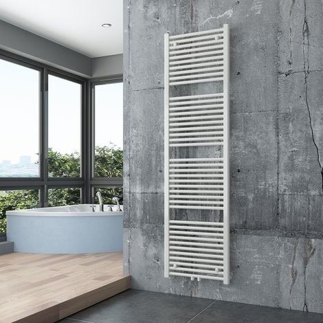 BERNSTEIN - Radiateur sèche-serviettes design de salle de bain en laiton - Blanc - R18W - Connexion et dimensions au choixOhne Handtuchhalter (de), 1800x500mm, Sans kit de connexion (1/3)