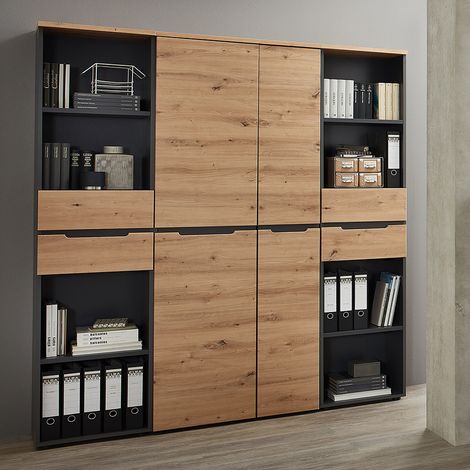 Aktenschrank Set 3-teilig MANRESA-36 graphit Eiche (1/5)