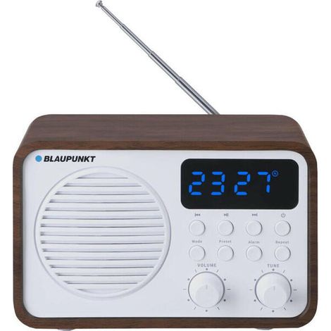 Radio portátil con Bluetooth y USB BLAUPUNKT PP7BT, color: marrón madera/blanco (1/2)