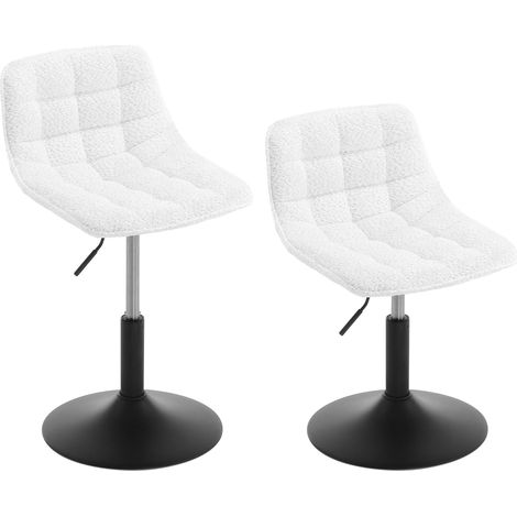 WOLTU Set of 2 Chenille Upholstered Swivel Dining Chair, White (1/5)
