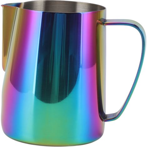 Pichet à lait coloré 670 ml, en acier inoxydable 304, pour mousser le lait, latte art, tasse à vapeur pour café. (1/5)