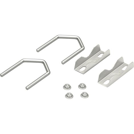 goobay Abrazadera dentada 60504 hasta 60 mm, doble abrazadera para soporte de mástil satélite, soporte de barra en U, para montaje en barandilla y barandilla de balcón, juego de 2, Gris (1/5)
