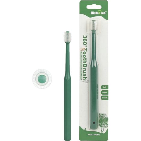 Cepillo de dientes para perros, limpieza de 360 ​​grados, cerdas suaves, redondo, verde, juego de 3 piezas. (1/2)
