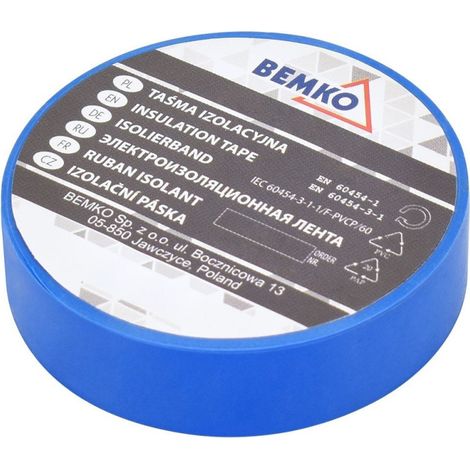Ruban isolant bleu - PVC 19mm x 20m - Épaisseur 0,13mm - Haute qualité