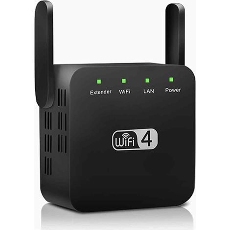 Répéteur WiFi 300 Mbps 2,4 Go, 1 port réseau RJ45 Amplificateur de signal Internet sans fil, prolongateur WiFi ultra-compact, amplificateur Internet facile à installer, noir (1/5)