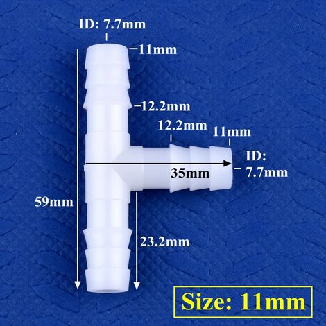 (11 mm - 50 pièces) Raccord en T blanc en PE, adaptateur pour réservoir d'aquarium, tuyau de pompe à air, raccords en forme de pagode, connecteurs pour tuyau d'irrigation de jardin (1/5)