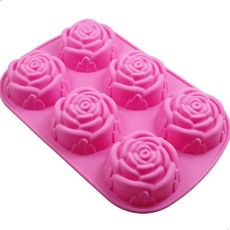 Moule silicone roses 6 cavités gâteau chocolat savon DIY, qualité professionnelle (1/5)