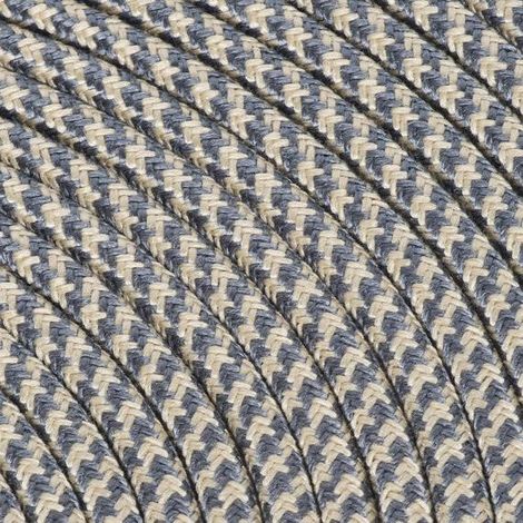 Fil Électrique Tissu Lin et Bleu 2x0,75mm² - Câble Électrique Textile de Qualité