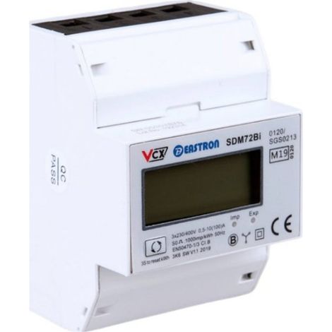 Medidor eléctrico (MID) trifásico de 230 V, 100 A, bidireccional