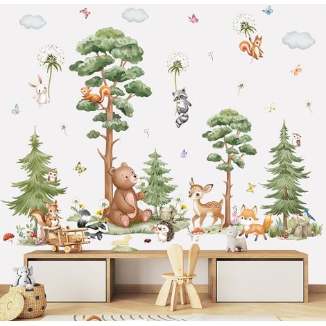 Stickers Muraux Animaux Forêt Arbre Grand Autocollant Muraux Ours (1/5)
