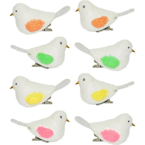 Colomba bianca di pasqua uccello con pinzetta per albero pasquale set 8 addobbi decorazioni casa vetrine negozio (1/5)
