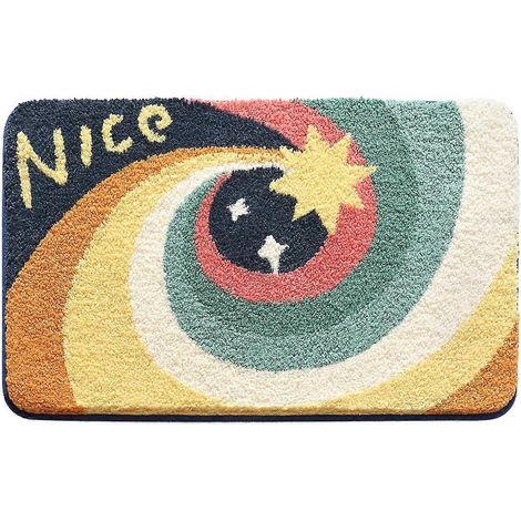 Tapis de bain antidérapant noir et blanc en microfibre douce et moelleuse, absorbant et lavable, pour baignoire et douche, 40 x 60 cm, BMX (1/5)
