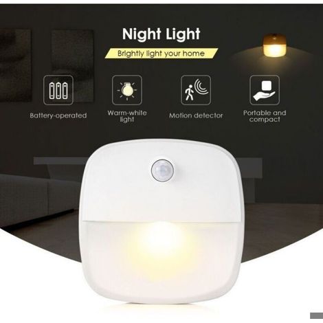 Veilleuse LED détecteur mouvement, lot 3 blanc chaud sur pile, pour chambre, cuisine, couloir, escalier (1/4)
