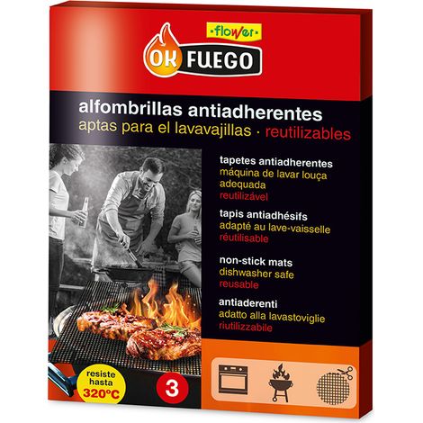 Alfombrilla antiadherente reutilizable para cocinar en barbacoa, okfuego, 30 x 40 cm, 3 uds (1/2)