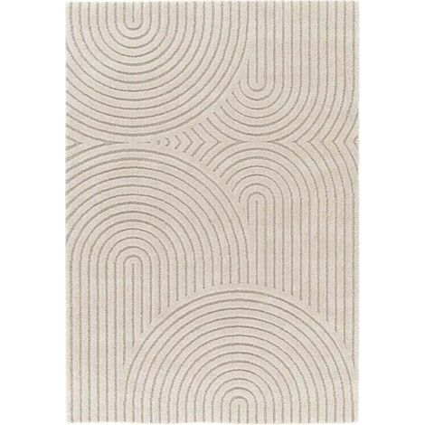 Tapis salon et chambre 80x150 beige rectangle tissé motif simple RIVIERA 1 (1/4)