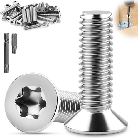 30 Pièces M4 Vis Tête Fraisée M4 x16 mm Vis Fraisée DIN 7991/ISO 10642 Inox A2 V2A Filetage À Six Pans Creux Torx Pour Machine Meubles Argentées (1/5)