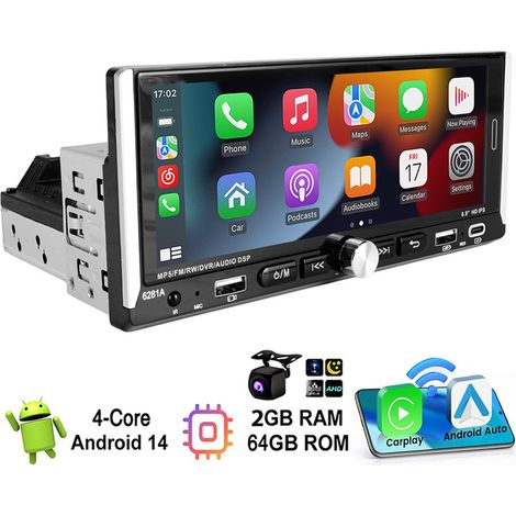 Autoradio 1 DIN avec écran Android 14 Carplay Navi Bluetooth WIFI - 2+64G CAM (1/5)