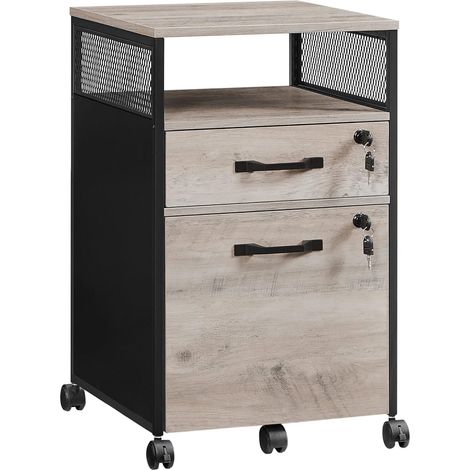 Vasagle – Caisson de bureau mobile avec 2 tiroirs verrouillables – Compartiment ouvert – Cadre en acier – Style industriel – Dimensions 42x44x69 cm (1/5)
