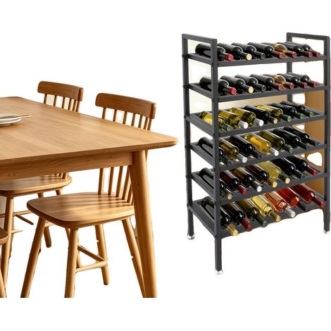 Étagère à vin, Matériau en fer, 6 niveaux, Dimensions 60cm x 30cm x 95cm, Capacité de 10kg par niveau, Autonome (1/5)