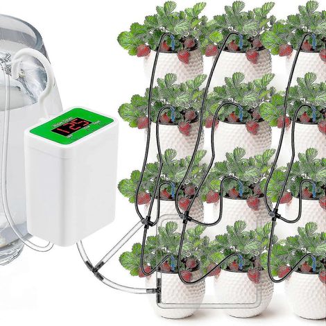 Système d'arrosage automatique pour plantes en pot, kit d'irrigation goutte à goutte automatique USB avec minuterie - pour 12 plantes