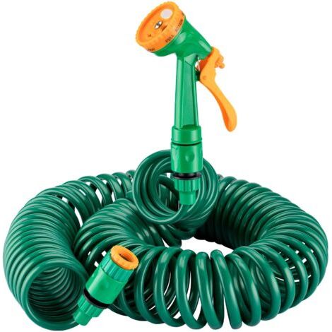 Wiltec Gartenschlauch Spiralschlauch 15m, flexibel Bewässerungsschlauch für Haus und Garten (1/5)
