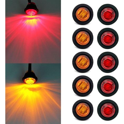 Feux de position latéraux à 10 LED - utilisables comme feux arrière/feux stop - 12 V - 19 mm (3/4 pouce) (1/5)