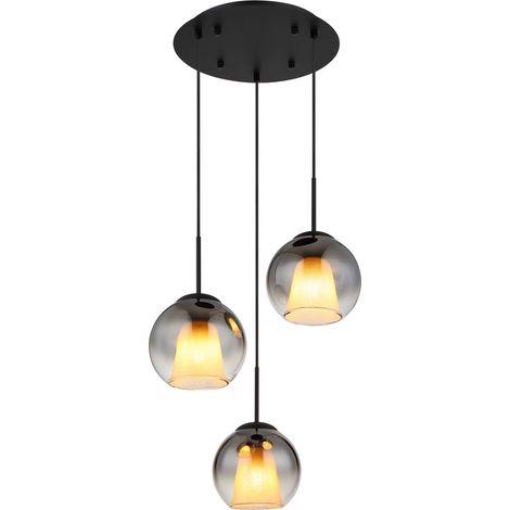 Globo - lampada a sospensione - BARRY - nero - vetro - Ø 45cm - (1/5)