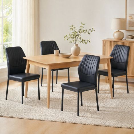 Sedie da sala da pranzo set da 4 43x49x93 cm in PU nero, design moderno per soggiorno (1/5)
