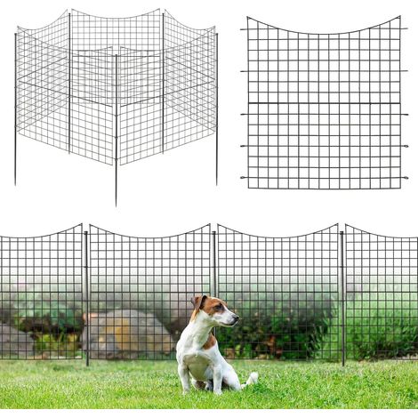 Costway – Clôture de jardin en métal 5 panneaux – Résistante à la rouille – Dimensions 87 x 98 cm – Piquets de 129 cm pour animaux (1/5)