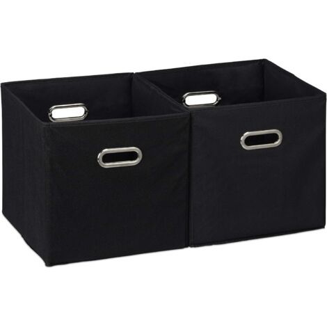 Bacs de rangement en tissu, organiseur cubique avec deux poignées, paniers pliables pour chambre, lot de 2, noir, 28 x 28 x 28 cm (1/4)