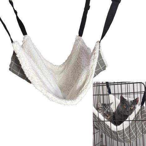 1 Hamac Pour Chat Et Petit Animal, Sangle Réglable, Mousqueton Métal, Cage Ou Chaise